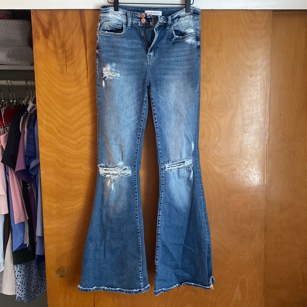 Flying Monkey flare distressed jeans